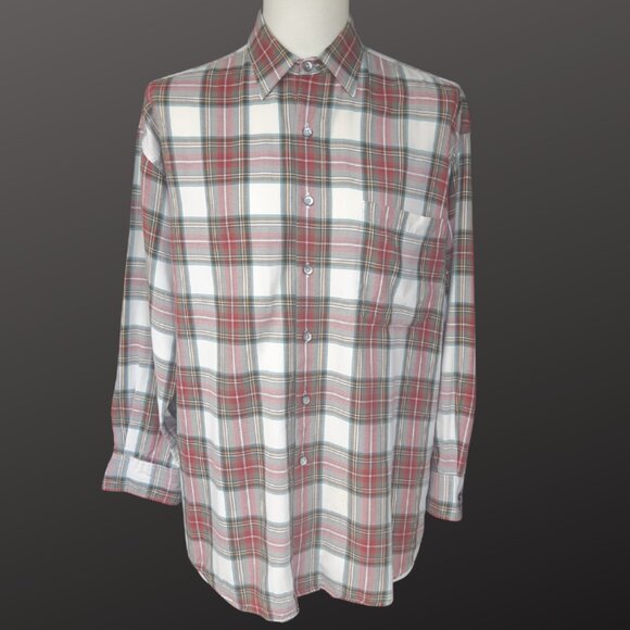 Viyella SZ M Men's Plaid Button Up Shirt, 80% Cotton/20% Wool - Picture 9 of 16